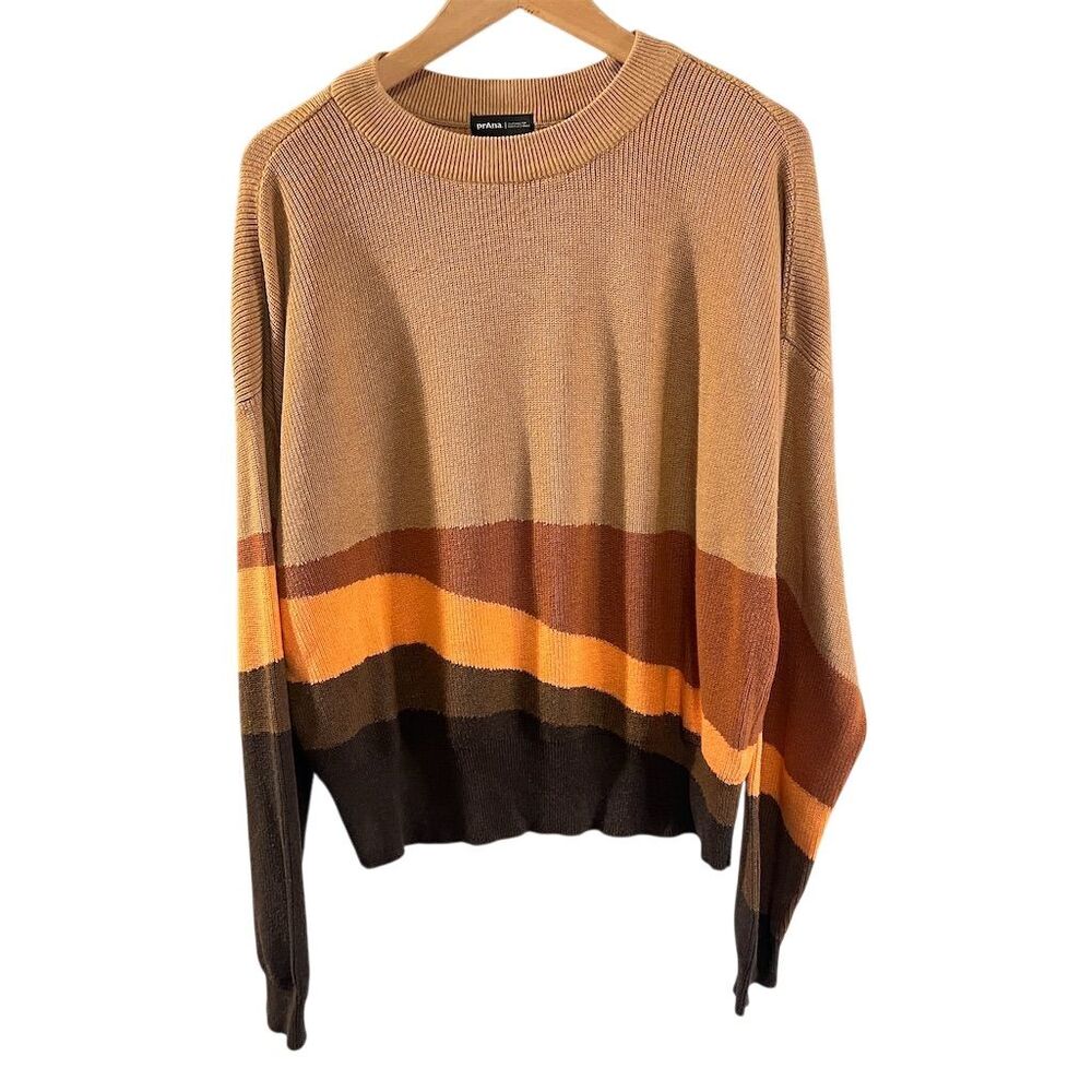 prAna Women's Medium Desert Road Crew Neck Sweater Multicolor Fawn